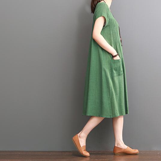 Green Summer Cotton Dress Plus Size Cotton Maxi Dresses ( Limited Stock) - Omychic