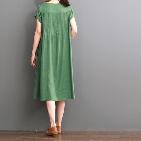 Green Summer Cotton Dress Plus Size Cotton Maxi Dresses ( Limited Stock) - Omychic