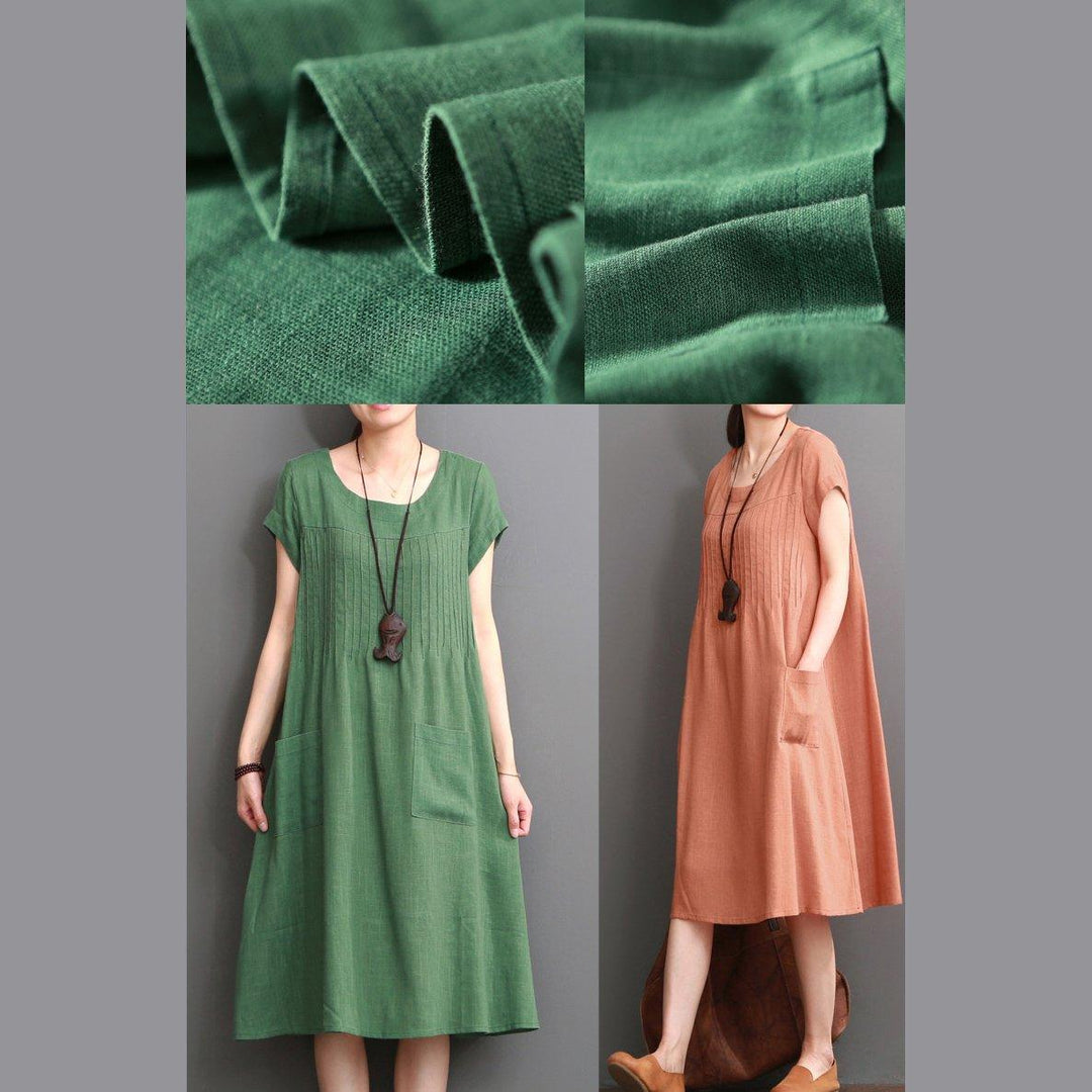 Green Summer Cotton Dress Plus Size Cotton Maxi Dresses ( Limited Stock) - Omychic