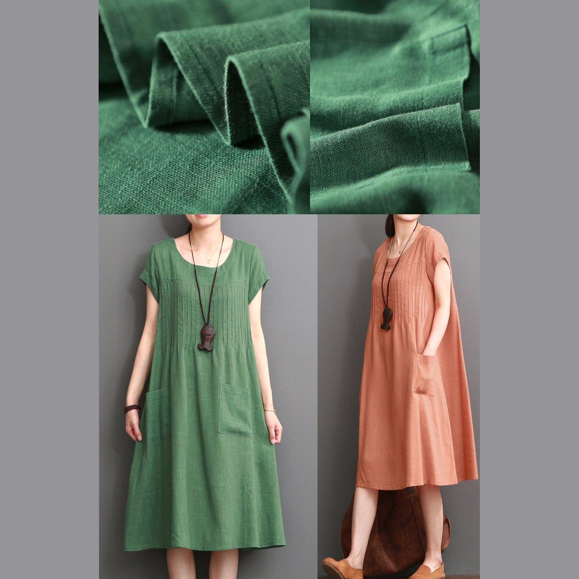 Green Summer Cotton Dress Plus Size Cotton Maxi Dresses ( Limited Stock) - Omychic