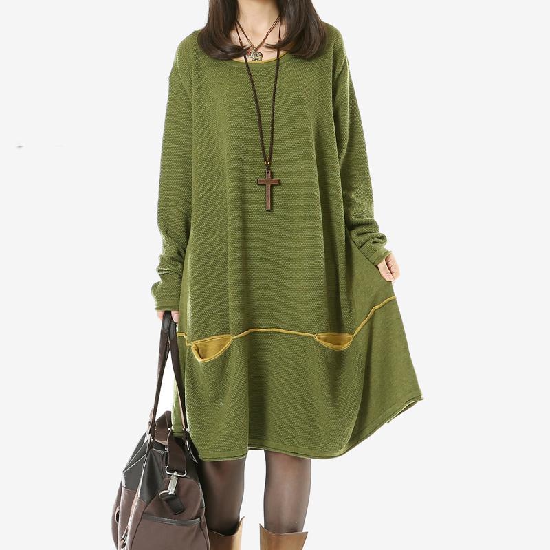 Green sweaters plus size knit dresses - Omychic