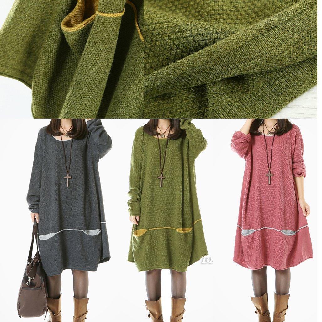 Green sweaters plus size knit dresses - Omychic