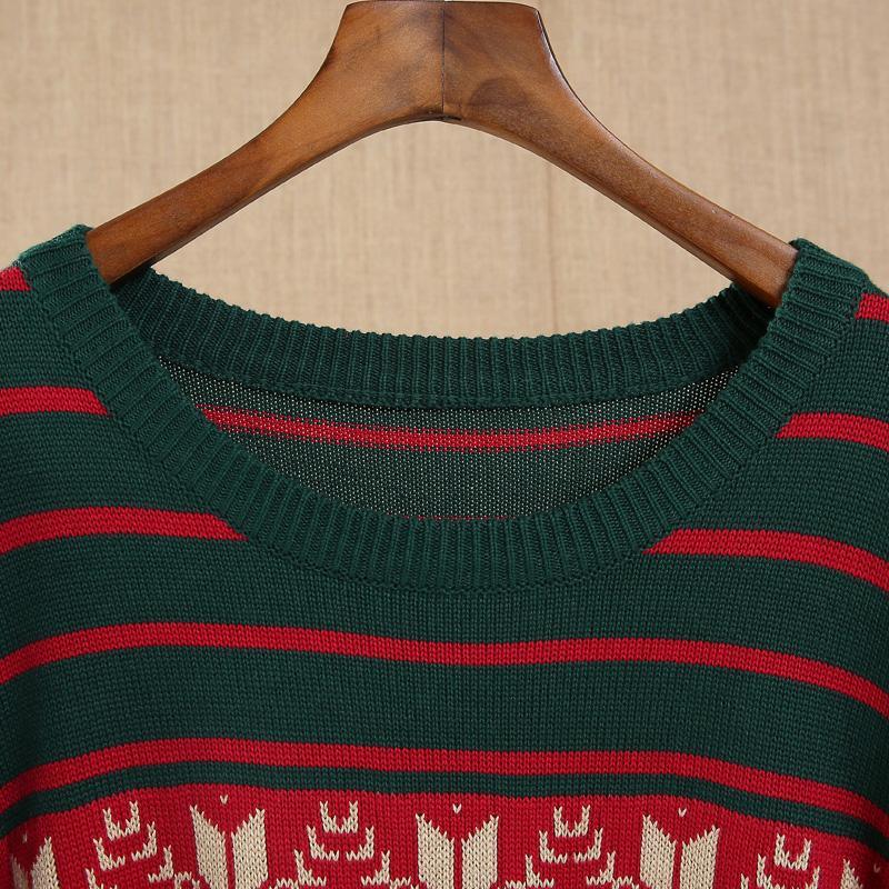 Green sweaters winter knit dresses snow flakes - Omychic