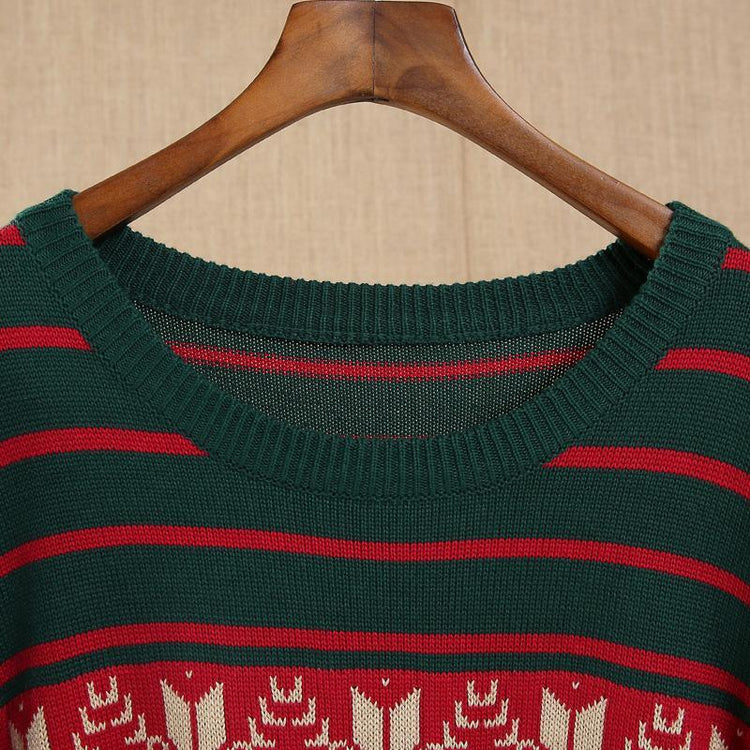 Green sweaters winter knit dresses snow flakes - Omychic