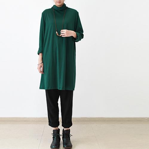 Green turtle neck oversized pullover dresses - Omychic