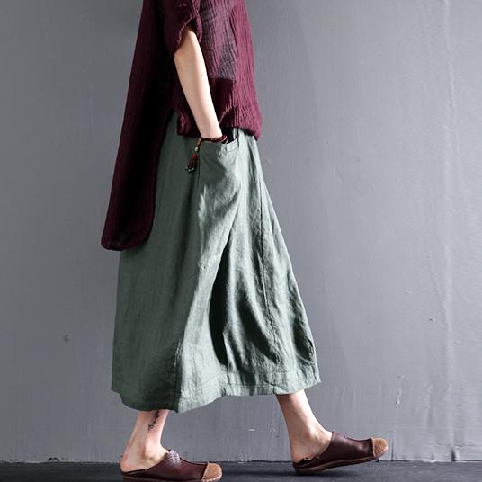 Green women linen skirts plus size linen clothing summer - Omychic