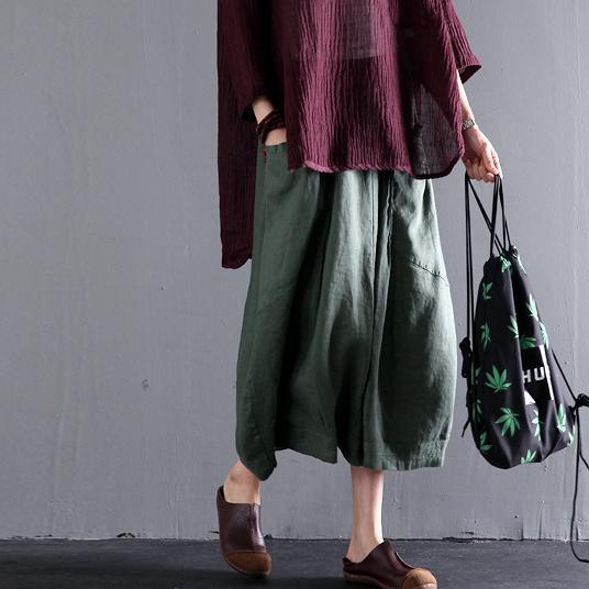 Green women linen skirts plus size linen clothing summer - Omychic