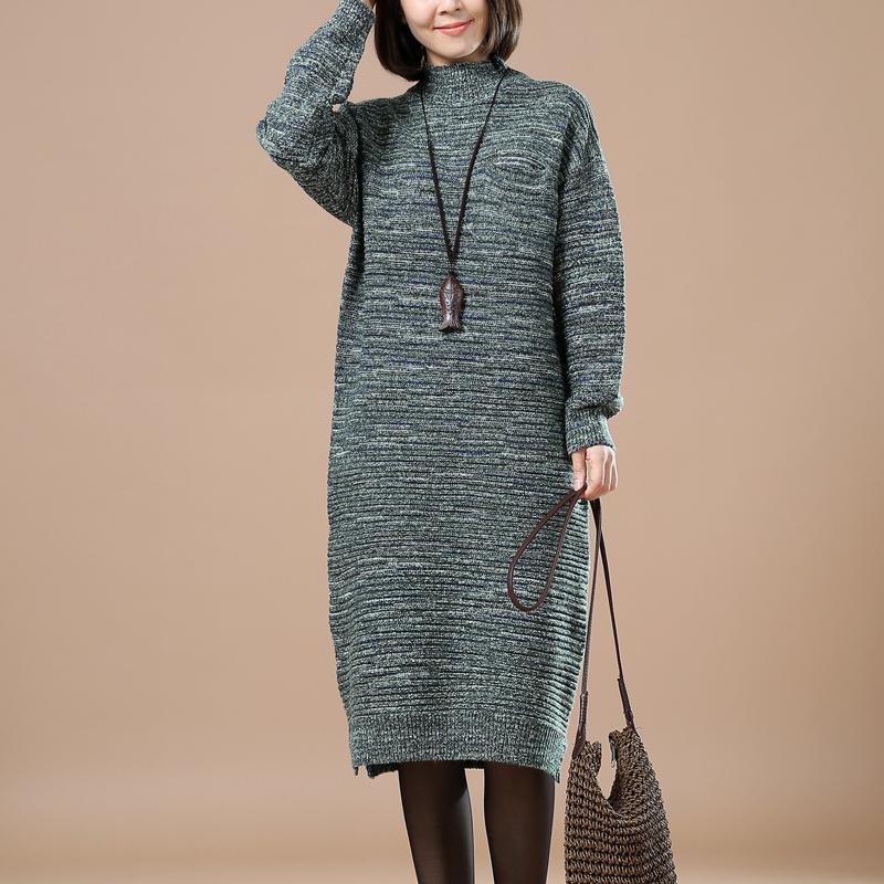 Green women sweaters plus size knit winter dress - Omychic