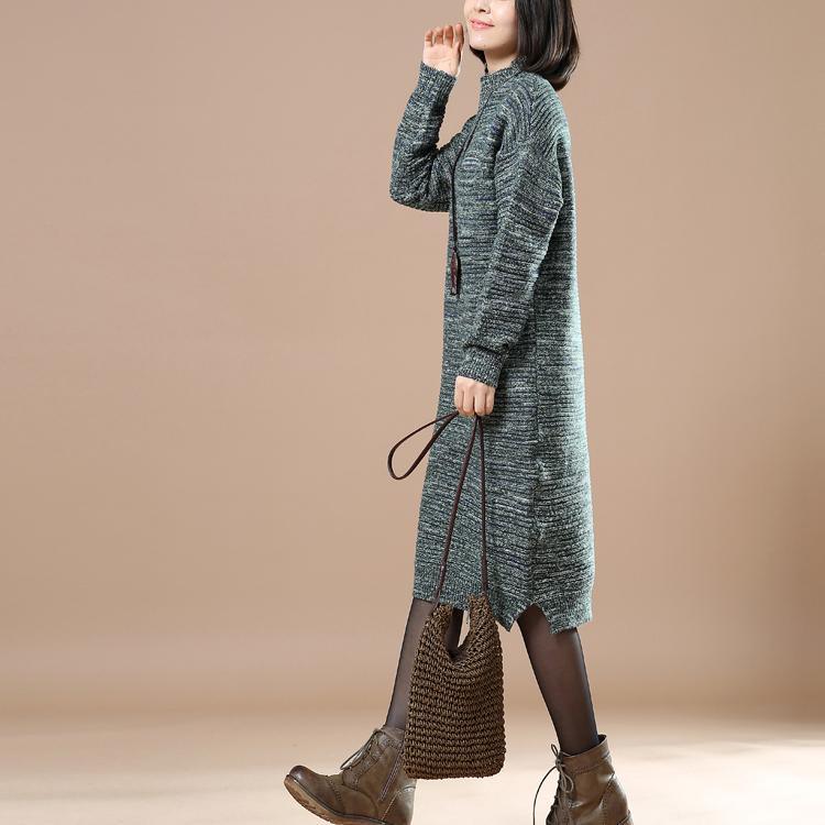Green women sweaters plus size knit winter dress - Omychic