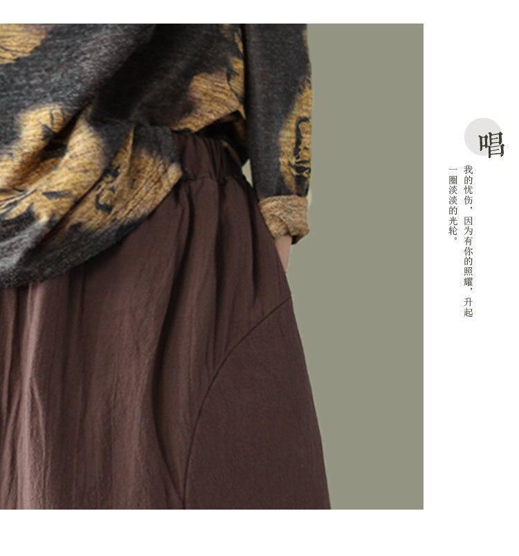 Women Winter Padded Elastic Waist Solid Color Skirts Ladies Vintage Cotton Linen Loose Skirt Female 2020 Skirts - Omychic