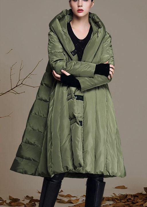 Handmade Army Green hooded Casual Winter Duck Down down coat - Omychic