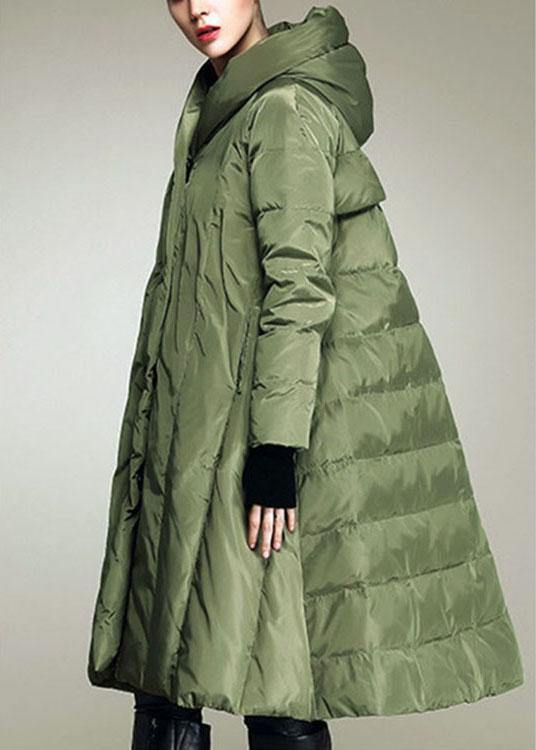 Handmade Army Green hooded Casual Winter Duck Down down coat - Omychic