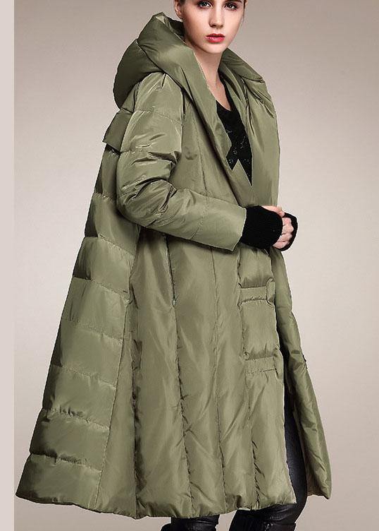 Handmade Army Green hooded Casual Winter Duck Down down coat - Omychic
