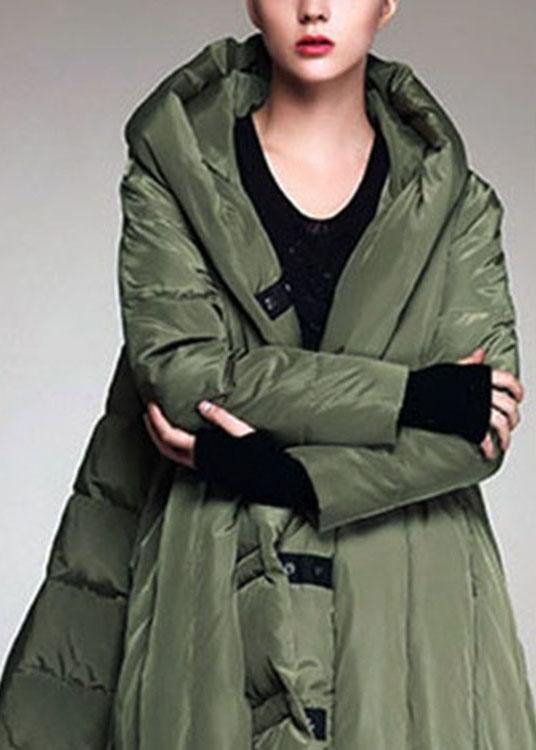 Handmade Army Green hooded Casual Winter Duck Down down coat - Omychic