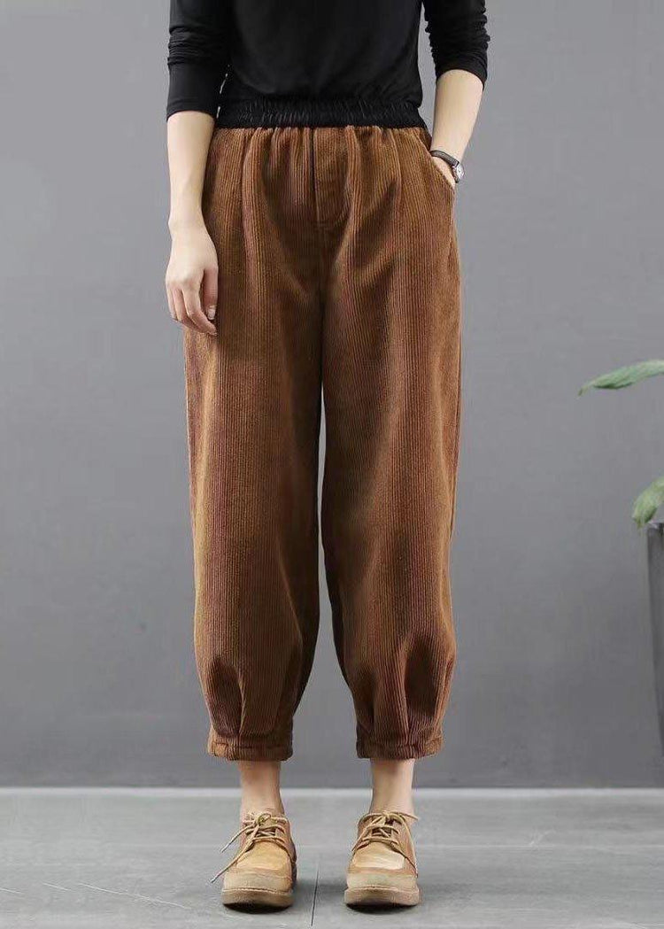 Handmade Black Casual Pockets Thick Harem Fall Pants - Omychic