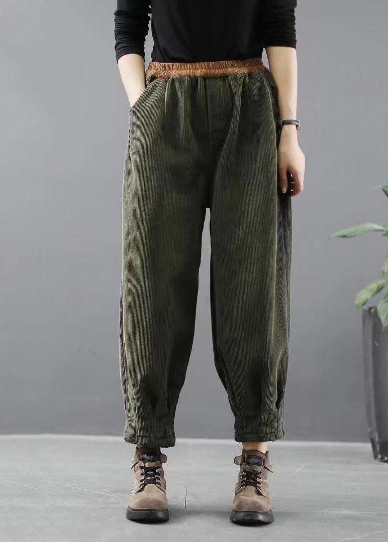 Handmade Black Casual Pockets Thick Harem Fall Pants - Omychic