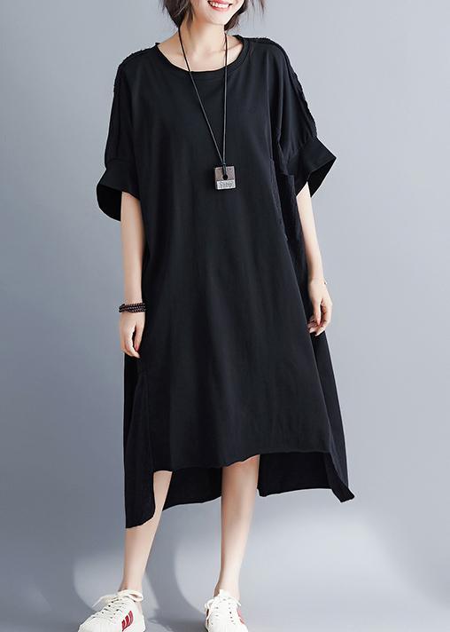Handmade Black Pockets Cotton Linen Summer Maxi Dress - Omychic