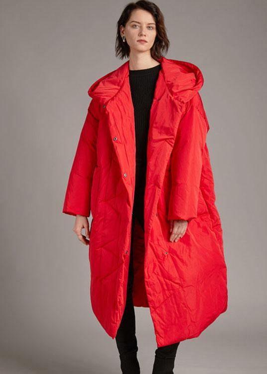 Handmade Black hooded Pockets Loose Winter Down Coat - Omychic