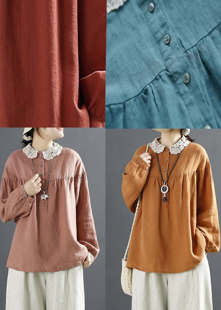 Handmade Blue Long Button Spring Top - Omychic