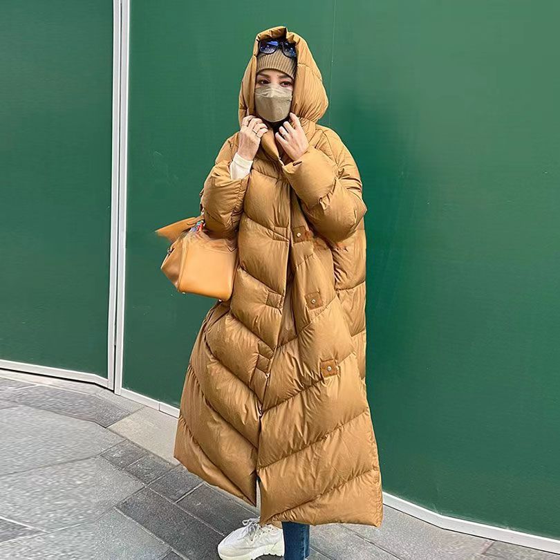 Handmade Caramel Fine Cotton Filled Hooded Coat Winter