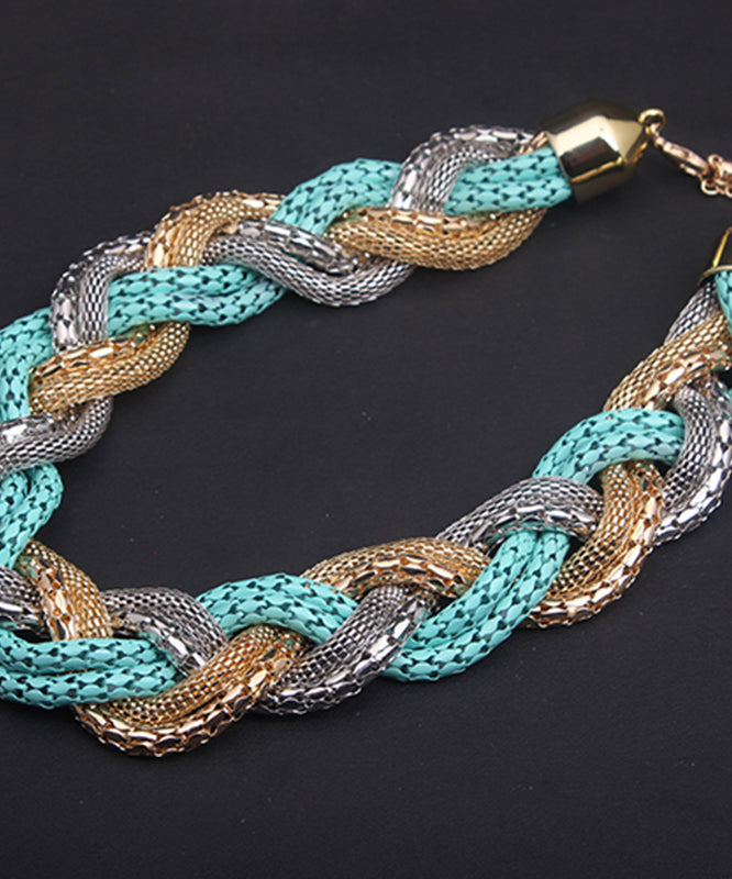 Handmade Green Overgild Hand Knitting Necklace
