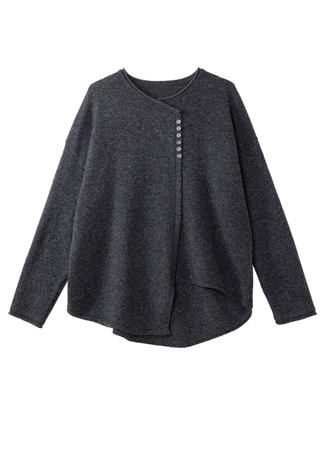 Handmade Grey Asymmetrical Patchwork Wool Knitted Tops Winter