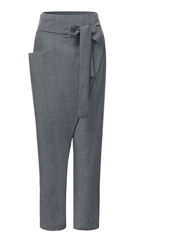 Handmade Grey asymmetrical design High Waist Cotton Harem Summer Pants - Omychic
