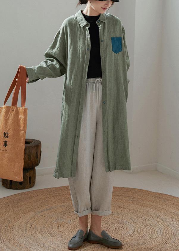 Handmade Lapel Side Open Spring Shirts Inspiration Green Blouses - Omychic
