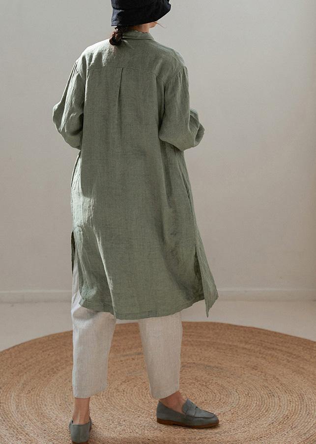 Handmade Lapel Side Open Spring Shirts Inspiration Green Blouses - Omychic