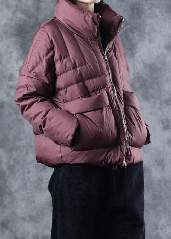 Handmade Mulberry zippered Pockets Winter Duck Down Down Jackets Long sleeve - Omychic