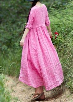 Handmade O Neck Cinched Spring Tunic Top Tutorials Rose Maxi Dresses - Omychic