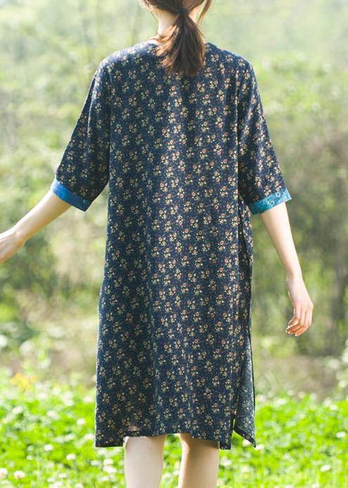 Handmade O Neck Half Sleeve Summer Tunic Wardrobes Print Art Dresses - Omychic