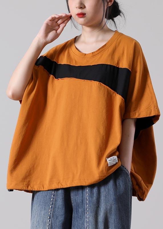 Handmade Orange Half Sleeve T-Shirt Summer Cotton - Omychic
