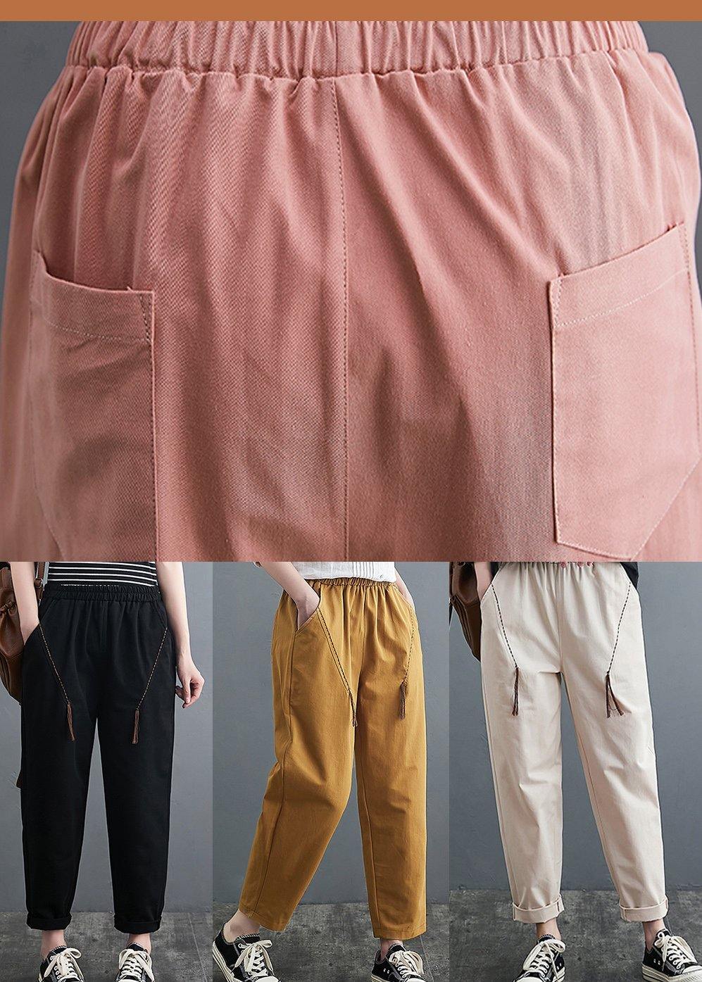 Handmade Spring Shorts Plus Size Clothing Beige Inspiration Pockets Pants - Omychic