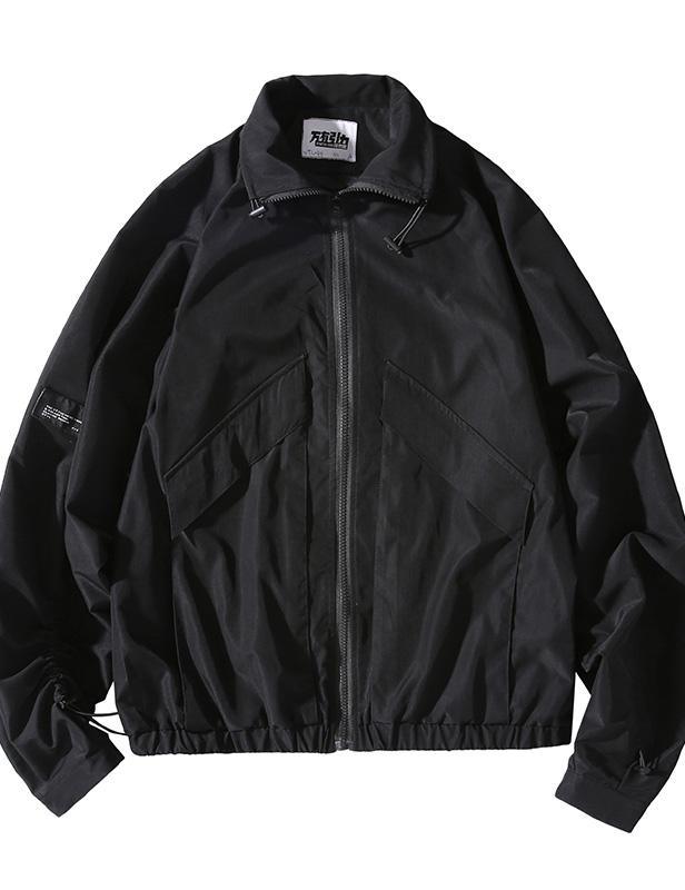 Handmade black Plus Size short coat Sleeve stand collar thick jackets - Omychic