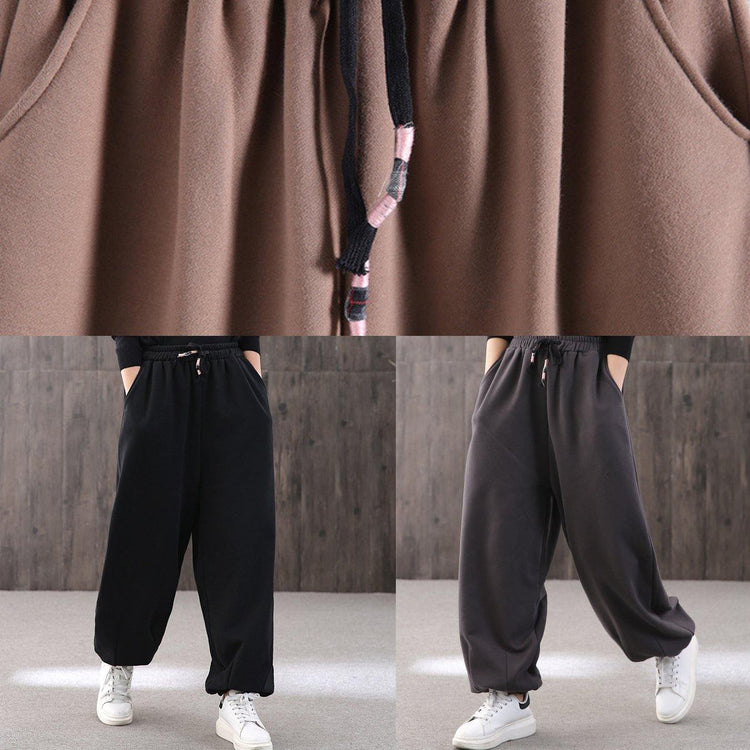 Handmade black jumpsuit pants unique drawstring trousers elastic waist Work pant - Omychic