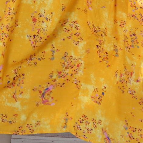 Handmade yellow print cotton tunics for women Spaghetti Strap A Line summer Dresses - Omychic