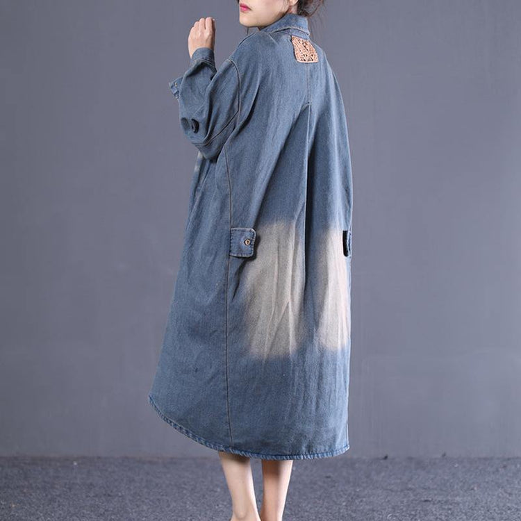 Hole cotton fall Wardrobes Tutorials denim blue cotton robes Dresses - Omychic