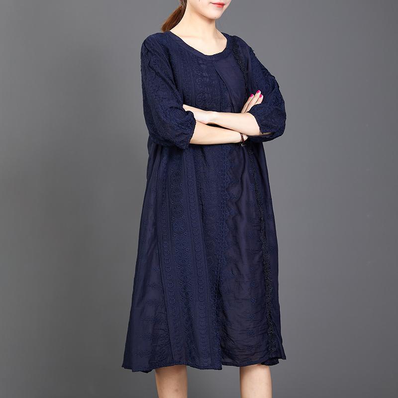 Hollow Out Solid Color Half Sleeve Casual Dress - Omychic