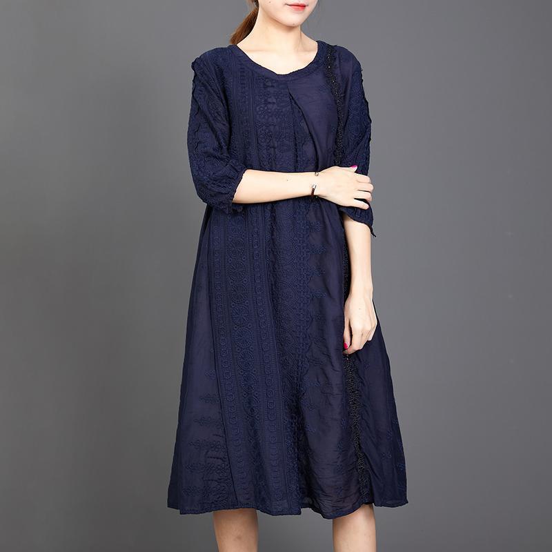 Hollow Out Solid Color Half Sleeve Casual Dress - Omychic