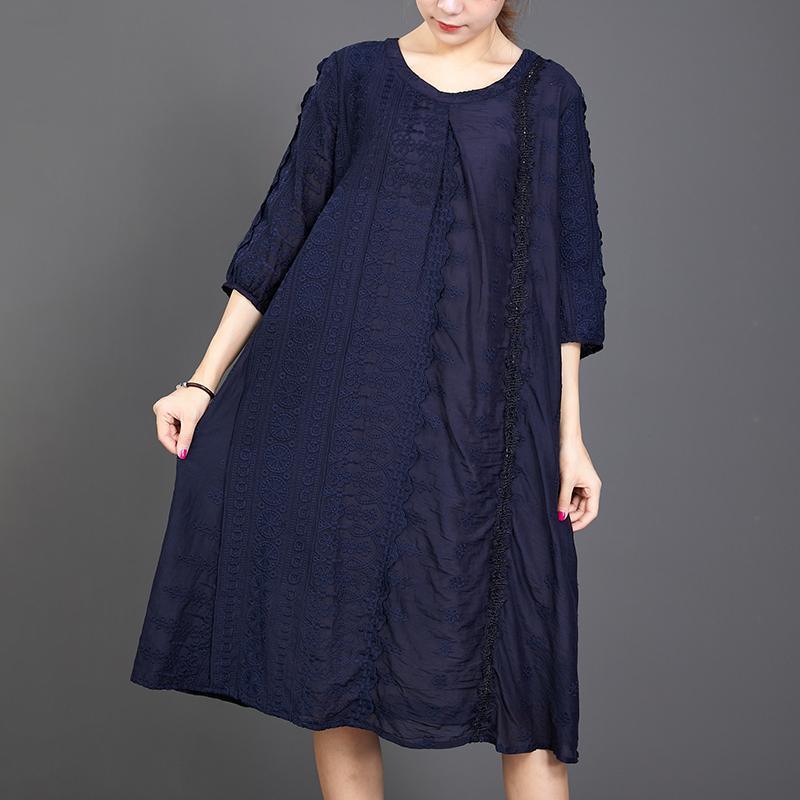 Hollow Out Solid Color Half Sleeve Casual Dress - Omychic