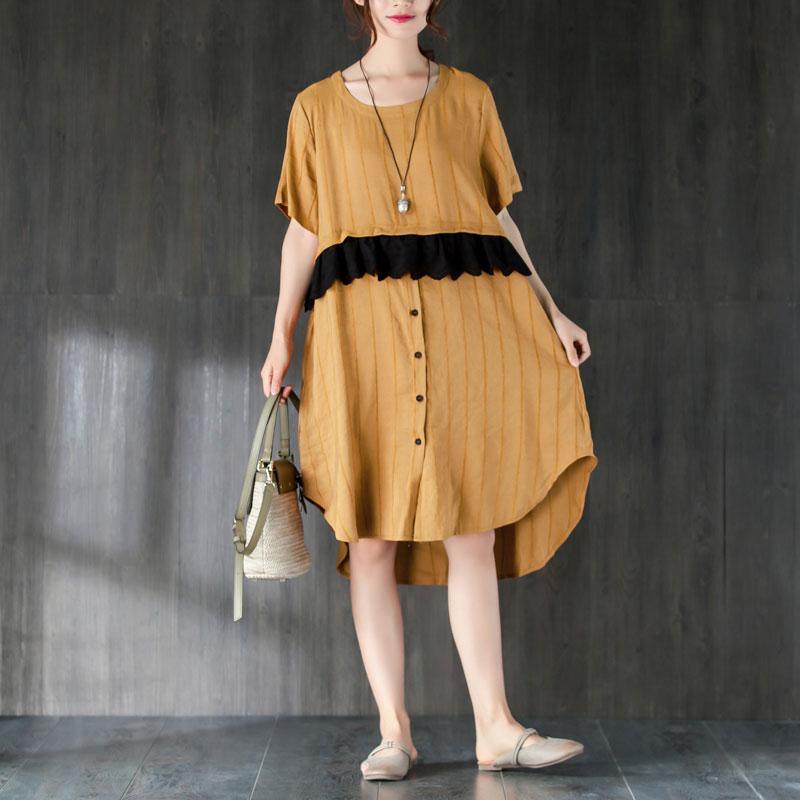 Summer Short Sleeve Lacing Pockets Dress - Omychic