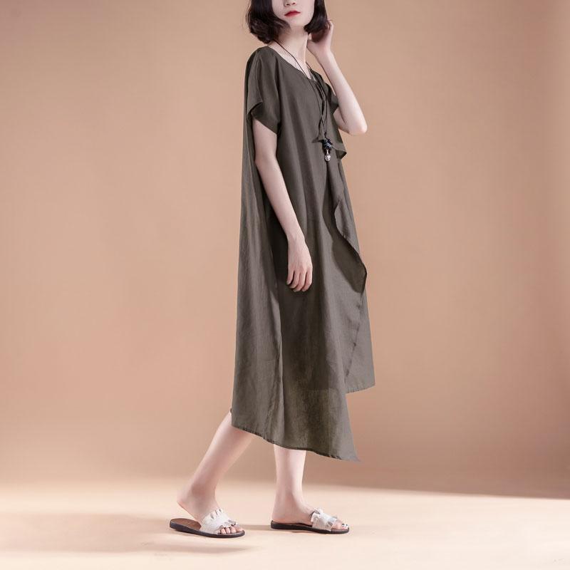 Short Sleeve High-low Hem Summer Casual Dress - Omychic