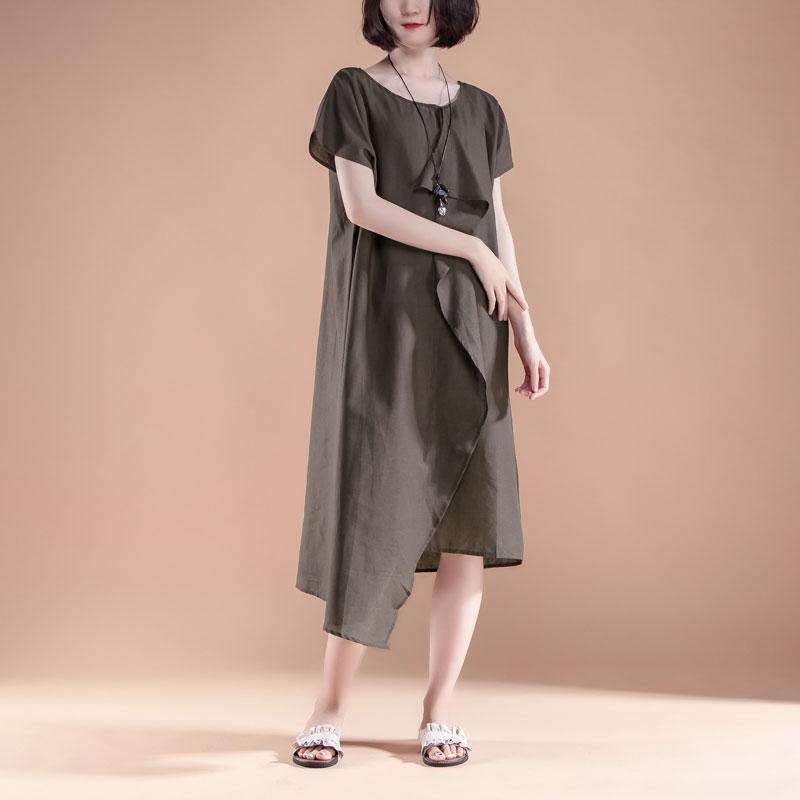 Short Sleeve High-low Hem Summer Casual Dress - Omychic