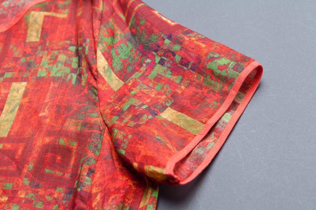 Short Sleeve Slit Summer Printed Casual Dress - Omychic