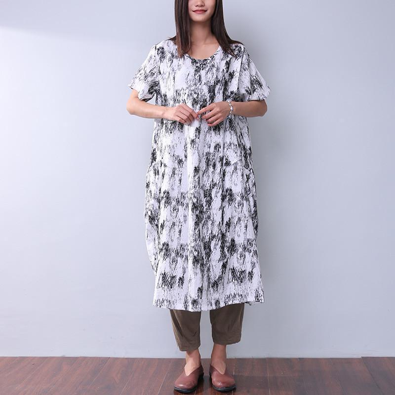 Printing Loose Pocket Women Casual Dress - Omychic