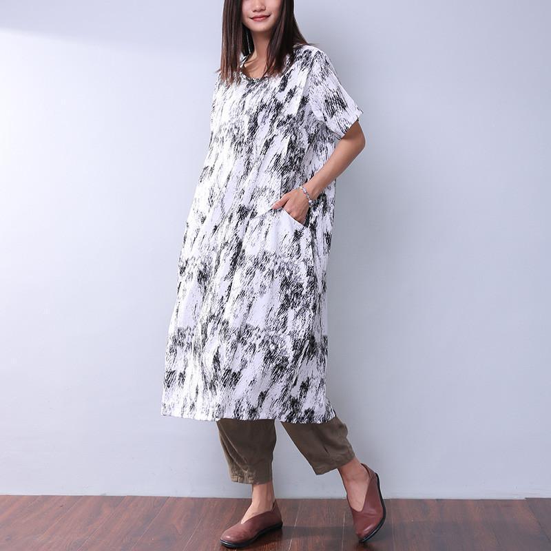 Printing Loose Pocket Women Casual Dress - Omychic
