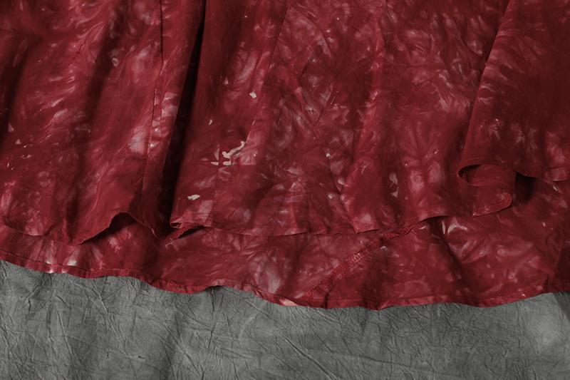 Irregular V-neck Red Short Sleeve Cotton Dress - Omychic