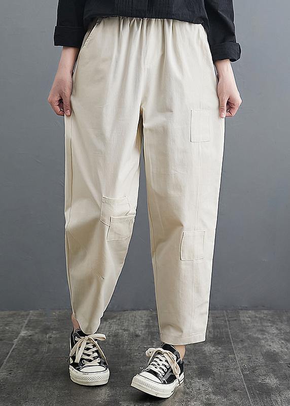 Italian Beige Shorts Oversize Spring patch work Design Trousers - Omychic