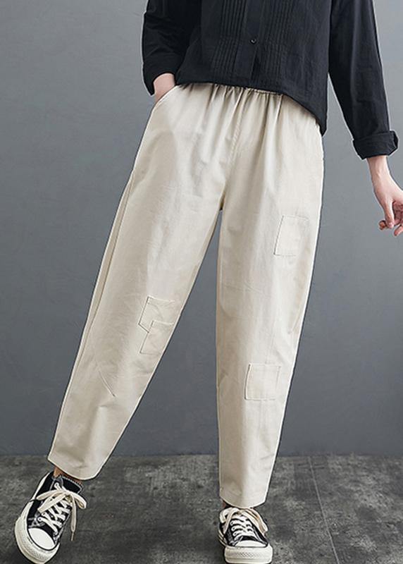 Italian Beige Shorts Oversize Spring patch work Design Trousers - Omychic